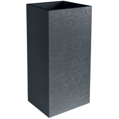 EDA Pot de fleurs haut carré GRAPHIT - 31 L - 39,5 x 39,5 x H 80 cm - Gris anthracite