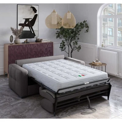 Canapé convertible express - 3 places - EUREKA - Tissu como 22 Graphite - 200 x 102 x 95 cm