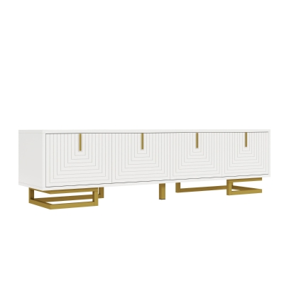 TV Cabinet with Textured Doors, White