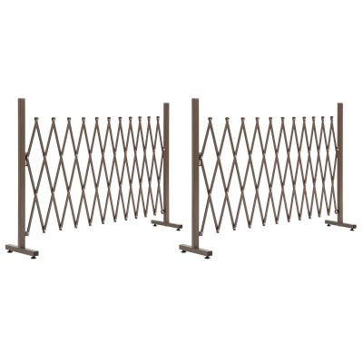 Outsunny Set of 2 Aluminium Foldable Garden Fence Dark Brown