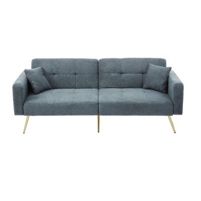 Convertible Sofa Bed with Adjustable Backrest, Blue