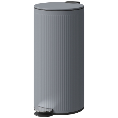 HOMCOM Poubelle 30L à Pédale Métal Gris avec Couvercle Amorti