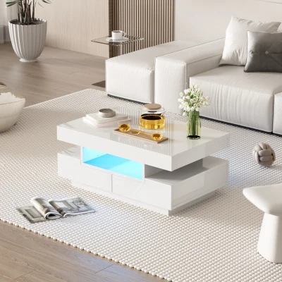 Elegant Coffee Table with High-Gloss Surface, White