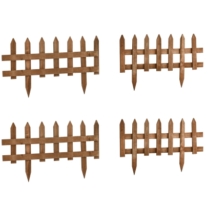Outsunny Wooden Garden Border Fences 24-Pack Brown 60x34cm