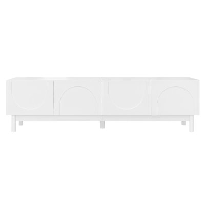 Elegant TV Cabinet with Curved Doors, White