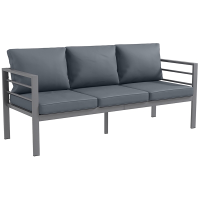 Outsunny Divano da Giardino in Alluminio Grigio con Cuscini