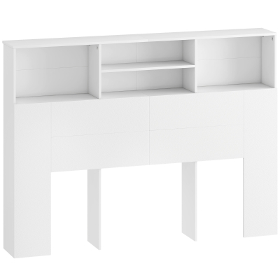 HOMCOM Bodenkopfteil mit Stauraum, Bettzubehör 4 offene Fächer, 140 x 19 x 103,5 cm, Weiß