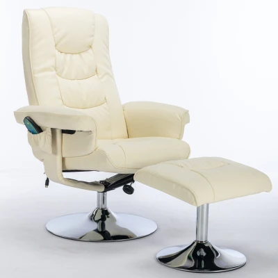 Massagesessel 5-Punkt mit Heizfunktion 360° drehbar PU-Leder für Wohnzimmer und Schlafzimmer Beige