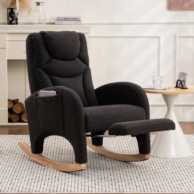 Schaukelstuhl Relaxsessel mit Armlehne, gepolstert und ergonomisch, für Wohnzimmer und Schlafzimmer, 66x96-125,5x99 cm, Dunkelgrau