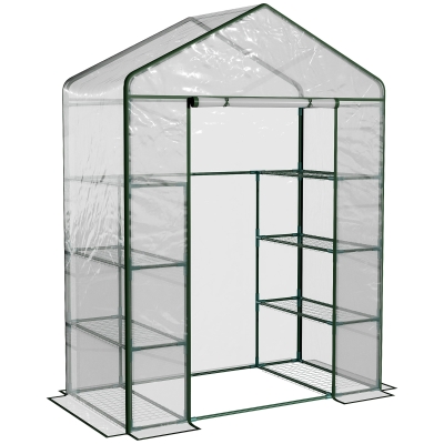 Outsunny Metal Frame Walk in Grow Herb Plant Portable Greenhouse Transparent 143 L x 73W x 195H cm