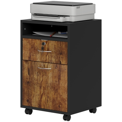 HOMCOM Meuble Bureau Marron 40x35x60cm avec Tiroir et Armoire