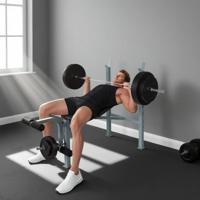HOMCOM 4-Levels Adjustable Weight Bench Fitness Equipment with Barbell Rack-Black