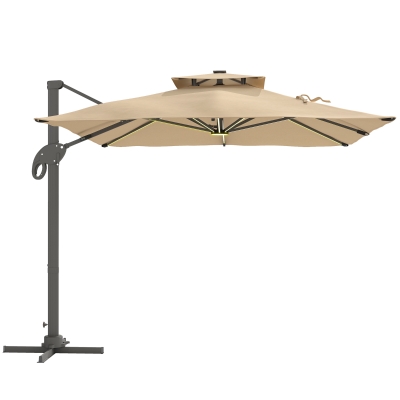 Outsunny Aluminium Sun Canopy Adjustable Pole Khaki 3x3m