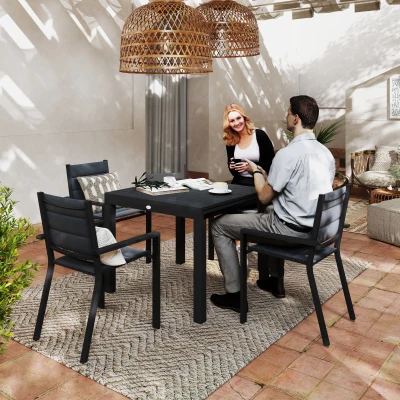 Outsunny Set da Giardino 7pz Grigio Tavolo Rettangolare 6 Sedie