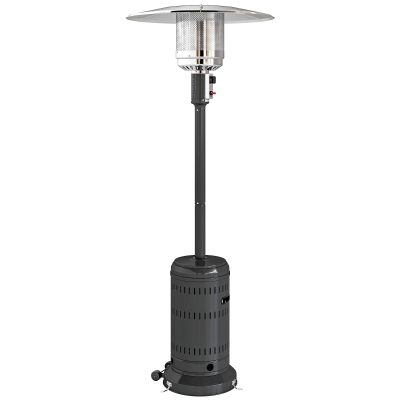 Outsunny calefactor exterior de terraza, parasol calefactor de gas portátil 11 KW niveles de calor ajustables 82x82x223cm negro