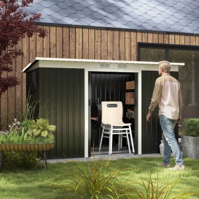 Outsunny Casetta da girdino 280cm x 130cm x 172cm Grigio-nero