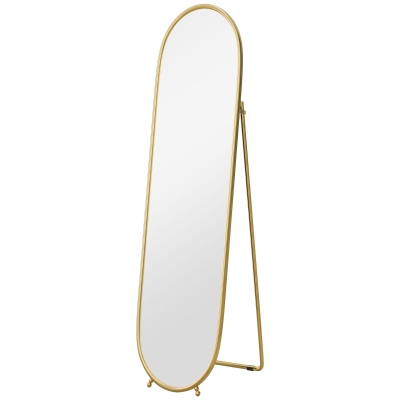 HOMCOM Curved Full-Length Mirror Gold Tone