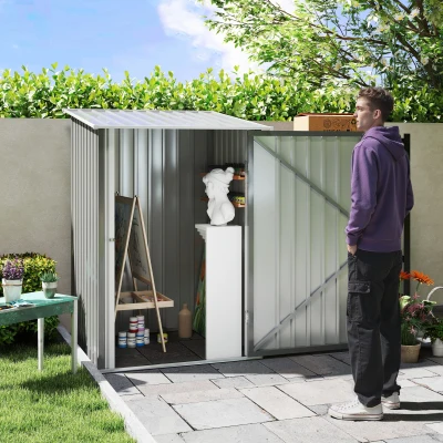 Outsunny Casetta da Giardino per Attrezzi in Acciaio 1x1m Grigio