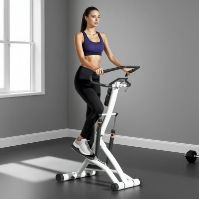 SPORTNOW STEPPER mit 12 Widerstandsstufen, LCD-Anzeige, 2 Rollen, 80 cm  x 61 cm x 134 cm, Weiß + Schwarz