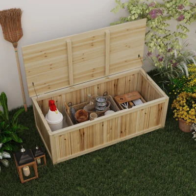 Outsunny Panca Contenitore da Giardino 172L in Legno di Abete
