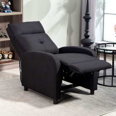 HOMCOM Poltrona Relax Reclinável até 155° Poltrona Reclinável Manual para Pessoas com Altura Inferior 195 cm 67x87x98 cm Preto