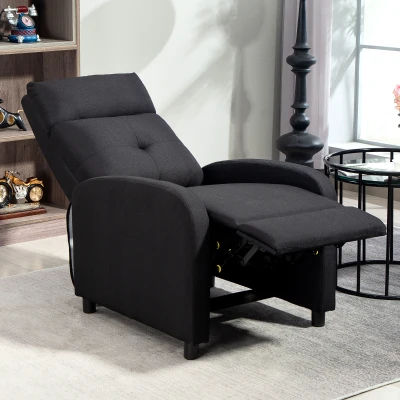 HOMCOM Poltrona Relax Reclinável até 155° Poltrona Reclinável Manual para Pessoas com Altura Inferior 195 cm 67x87x98 cm Preto