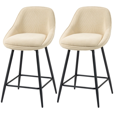 HOMCOM Tabourets de Bar Pivotants Velours Beige (Set de 2)