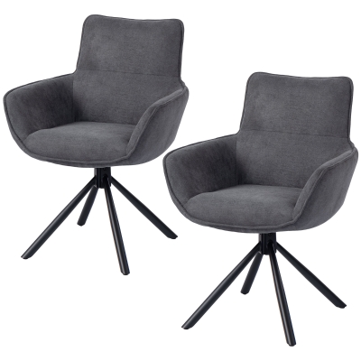 HOMCOM 2 Chaises Pivotantes Salle à Manger Rembourrées Gris Métal