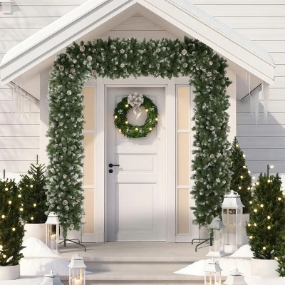 HOMCOM Snow Frosted Christmas Tree Arch with Metal Stand Green