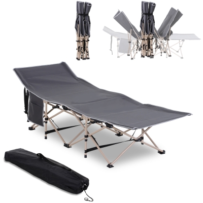 Outsunny Portable Camping Cot Steel Frame Grey