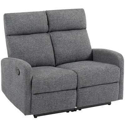 HOMCOM 2-Sitzer-Sofa, individuell verstellbare Rückenlehnen, Fußstütze, Stoffbezug, Stahl, Grau