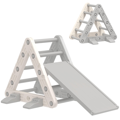 AIYAPLAY Triângulo de Escalada para Crianças de 18-48 Meses com Escorrega e Rampa 130x80x69 cm Cinza e Branco