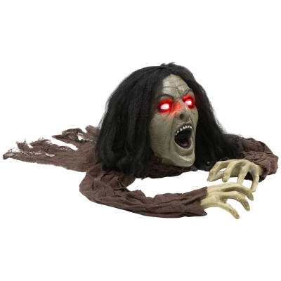 Outsunny Kruipende Zombie Decoratie voor Halloween, Geluid, Licht, Batterijvoeding