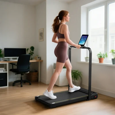 SPORTNOW Klappbares Laufband mit Neigung Unter dem Schreibtisch 2-in-1 mit 2,0 PS 6 km/h LED-Display Fernbedienung Schwarz