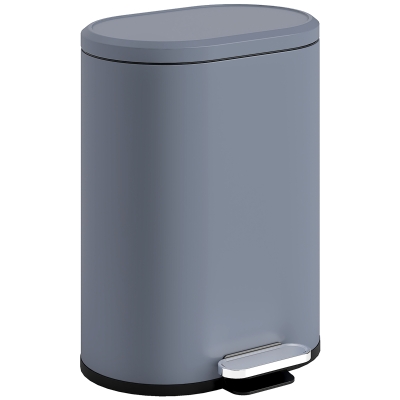 HOMCOM 6L Kitchen Bin, Metal Pedal Bin with Inner Bucket, Soft-Close Lid, 24.5x21.5x29.5cm, Gray