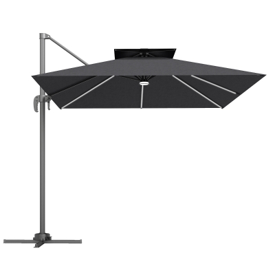 Outsunny 2.5m Cantilever Parasol with LED Lights Dark Grey