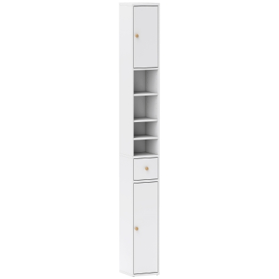 HOMCOM 178 cm Narrow Tall Bathroom Cabinet - White
