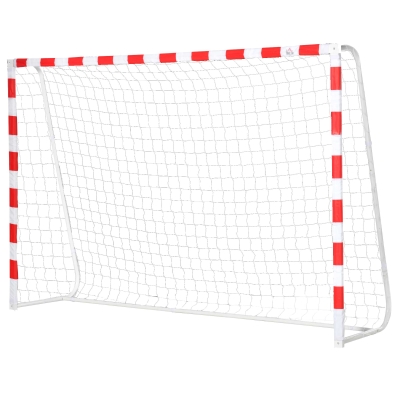 HOMCOM Rete da calcio 302cm x 83cm x 201cm Bianco, Rosso