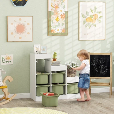 AIYAPLAY Meuble Rangement Enfants 6 Bacs Amovibles 3 Niveaux Vert
