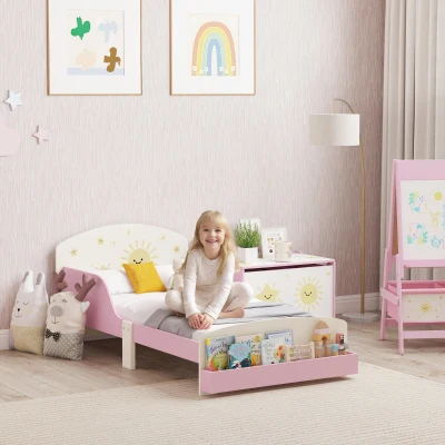 AIYAPLAY Letto per Bambini 3+ Anni con Spazio Contenitore Rosa