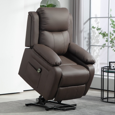 HOMCOM Sillón Relax Levanta Personas Sillón Elevador con Control Remoto Reclinación 160° Reposapiés 76x90x105cm Marrón