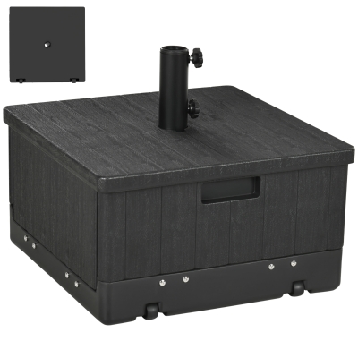 Outsunny Table Parasol Jardinière 2en1 Roulettes Métal Noir