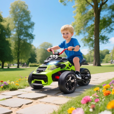AIYAPLAY Quad Eléctrico para Niños 12V con 2 Motores Velocidad hasta 5 km/h 3 Ruedas Suspensión Verde