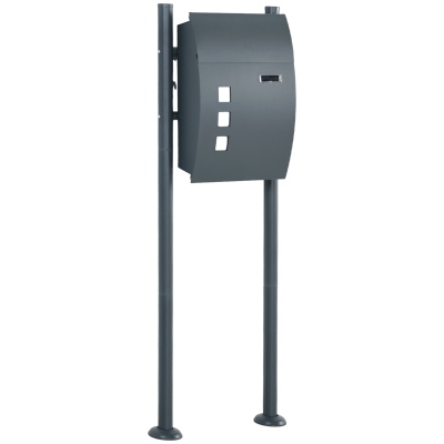 HOMCOM Caja de Correo Buzón, Con Cerradura, Buzón con Soporte, 2 Llaves, Acero, 44x15x114 cm, Gris Oscuro
