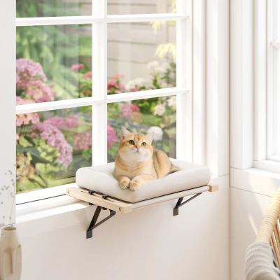 PawHut Cat Radiator Hammock with Cushion, Cream White