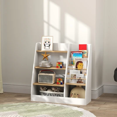 AIYAPLAY Estante para Livros Infantil com 4 Prateleiras e Compartimentos para Dormitório Escola Infantil 80x30x80 cm Branco