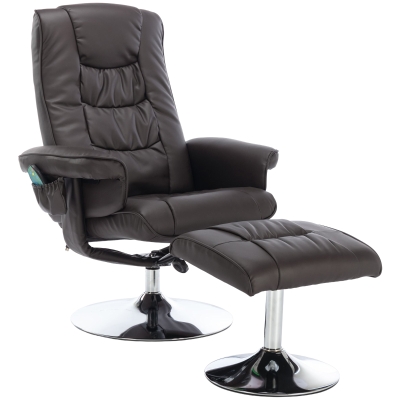 Poltrona massaggiante e riscaldante in pelle PU Marrone