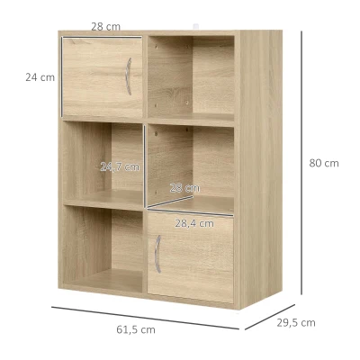 Dulap cu 3 Rafturi, 4 Compartimente si 2 Usi 61.5x29.5x80cm Lemn