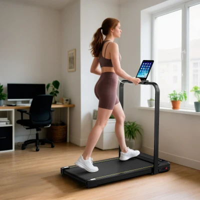 SPORTNOW Cinta de Correr Plegable Inclinado Debajo del Escritorio 2 en 1 con 2.0HP 6 km/h Pantalla LED Control Remoto Negro