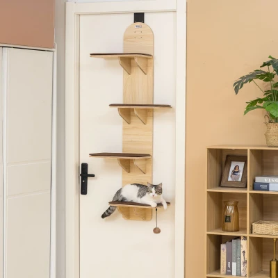 PawHut Door-Mounted Cat Tree with Plush Mats, Toy Balls